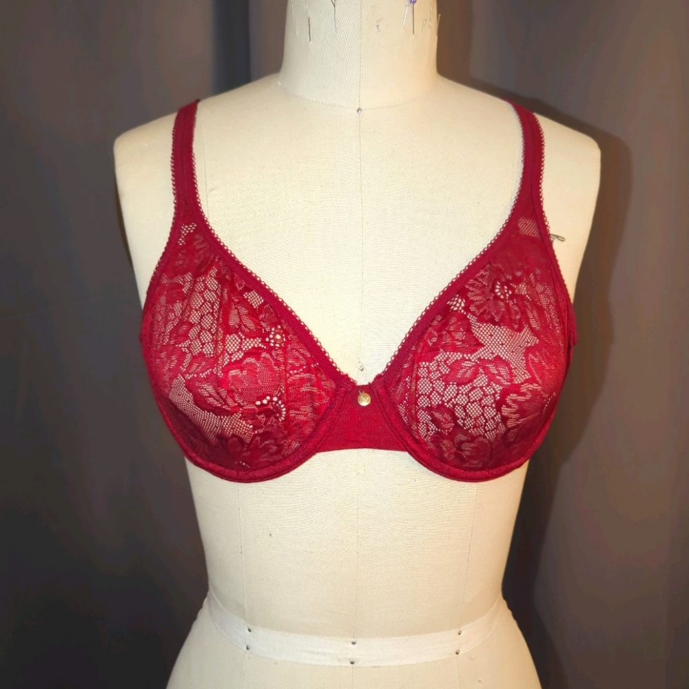 😍34C Lace Red Under wire Bra